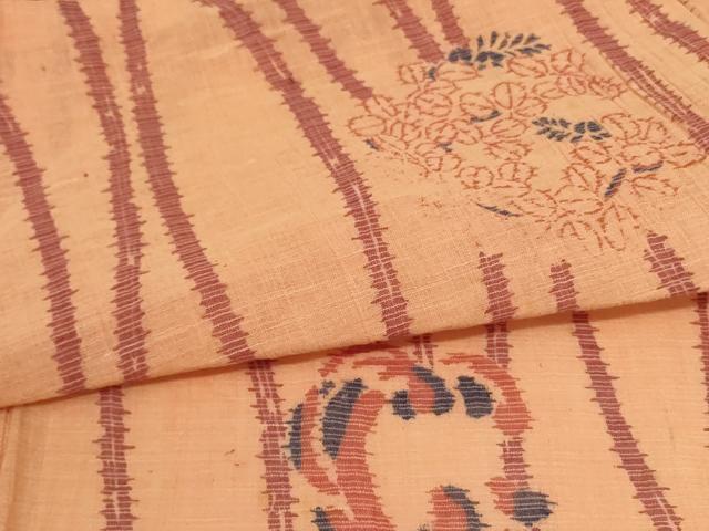 平和屋着物*夏物 小千谷ちぢみ 立涌花文 麻 逸品 AABH2499jd