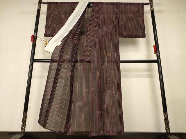 平和屋着物*夏物 小紋 紗 変わり縞 正絹 逸品 AABH2512jd