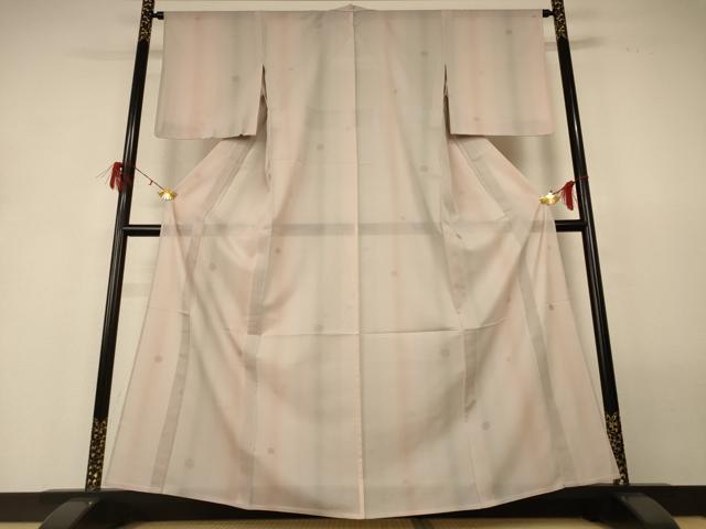 平和屋着物*夏物 小紋 縦絽 丸文 正絹 逸品 AABH2515jd