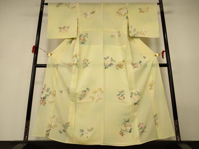 平和屋着物*夏物 小紋 絽 手描き 草花文 正絹 逸品 AABH2516jd