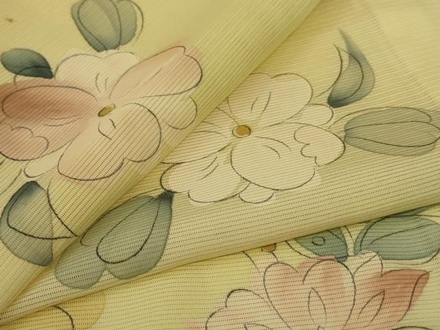 平和屋着物*夏物 小紋 絽 手描き 草花文 正絹 逸品 AABH2516jd