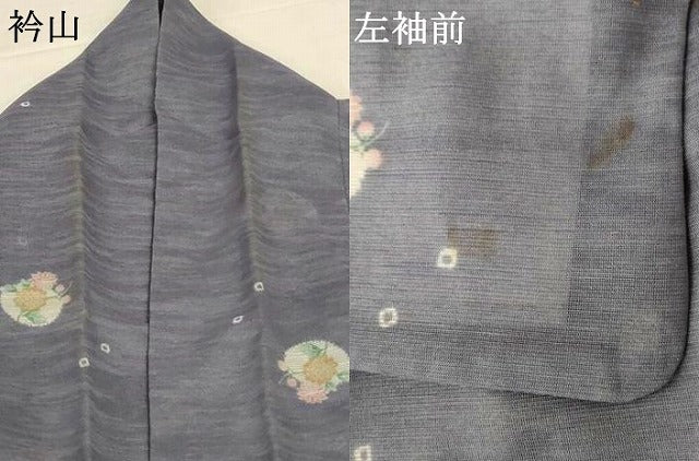 平和屋着物*夏物 小紋 紗 草花文 洗える着物 AABH2525jd