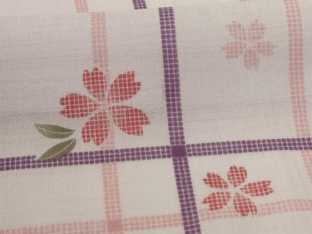 平和屋着物*夏物 小紋 紗 舞桜文 洗える着物 AABH2526jd