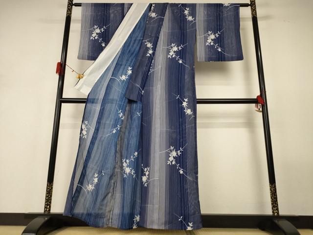 平和屋着物*夏物 小紋 絽 草花文 洗える着物 AABH2530jd