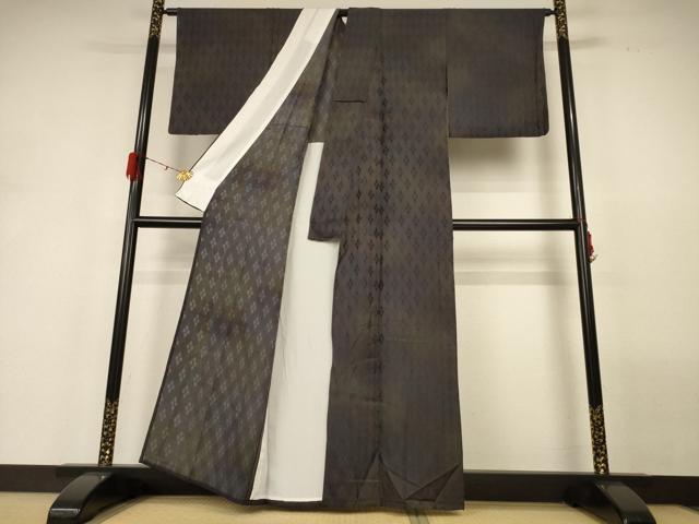 平和屋着物*夏物 小紋 紗 アーガイル 暈し染め 正絹 逸品 AABH2536jd