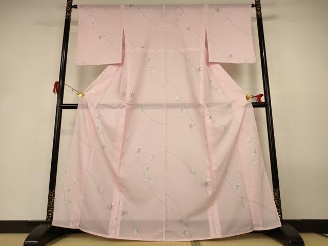 平和屋着物*夏物 小紋 絽 吉祥舞蝶文 洗える着物 AABH2541jd