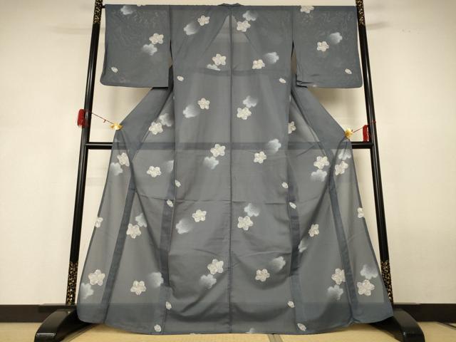 平和屋着物*夏物 小紋 絽 舞桜文 洗える着物 AABH2542jd
