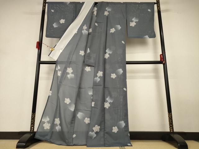 平和屋着物*夏物 小紋 絽 舞桜文 洗える着物 AABH2542jd