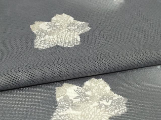 平和屋着物*夏物 小紋 絽 舞桜文 洗える着物 AABH2542jd