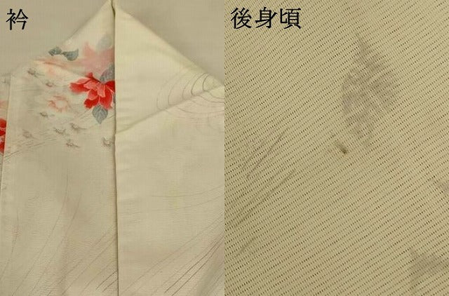 平和屋着物*夏物 小紋 絽 流水草花文 洗える着物 AABH2553jd