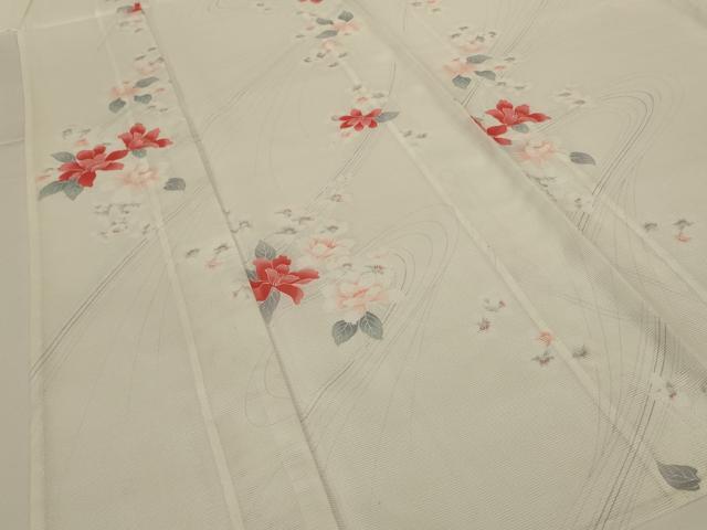 平和屋着物*夏物 小紋 絽 流水草花文 洗える着物 AABH2553jd