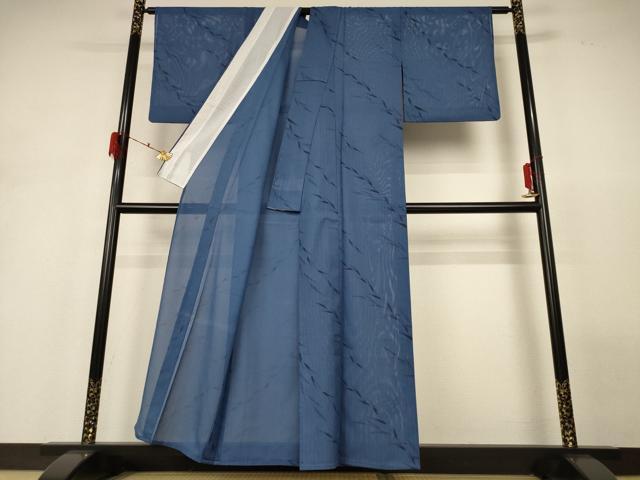 平和屋着物*夏物 小紋 絽 枝葉文 洗える着物 AABH2559jd