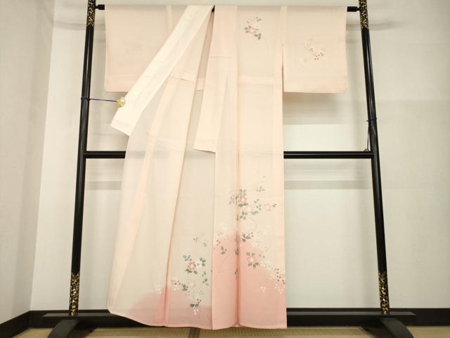 平和屋着物*夏物 訪問着 絽 友禅 草花文 暈し染め 正絹 逸品 AABH2565ck