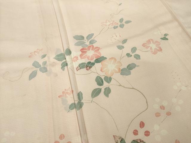 平和屋着物*夏物 訪問着 絽 友禅 草花文 暈し染め 正絹 逸品 AABH2565ck