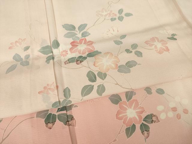 平和屋着物*夏物 訪問着 絽 友禅 草花文 暈し染め 正絹 逸品 AABH2565ck