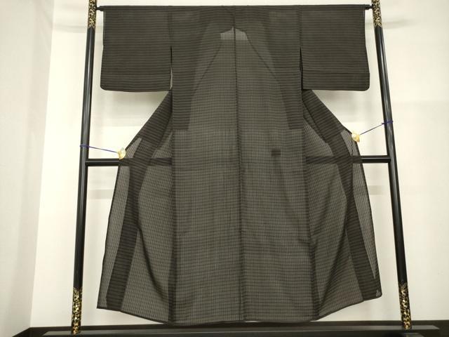 平和屋着物*夏物 小紋 格子 正絹 逸品 AABH2568ck