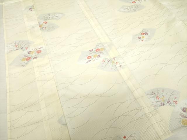 平和屋着物*夏物 小紋 絽 地紙花文 洗える着物 未使用 AABH2573ck