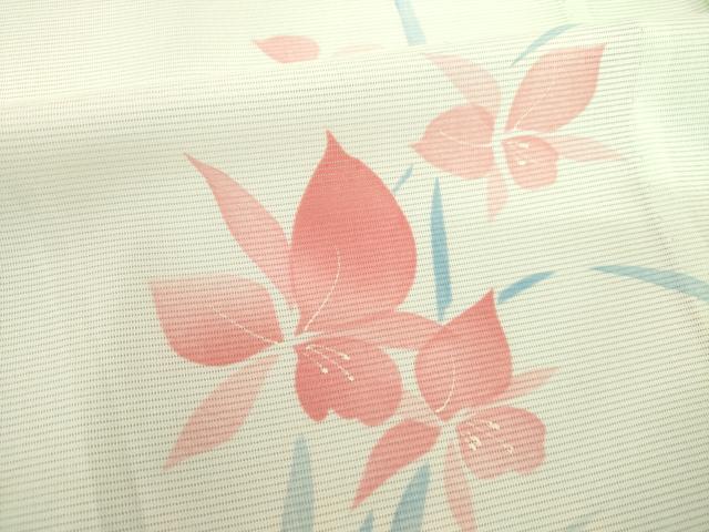 平和屋着物*夏物 訪問着 絽 草花文 洗える着物 AABH2578ck