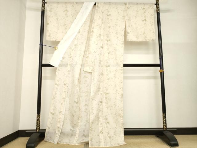 平和屋着物*夏物 小紋 絽 花唐草文 洗える着物 AABH2579ck