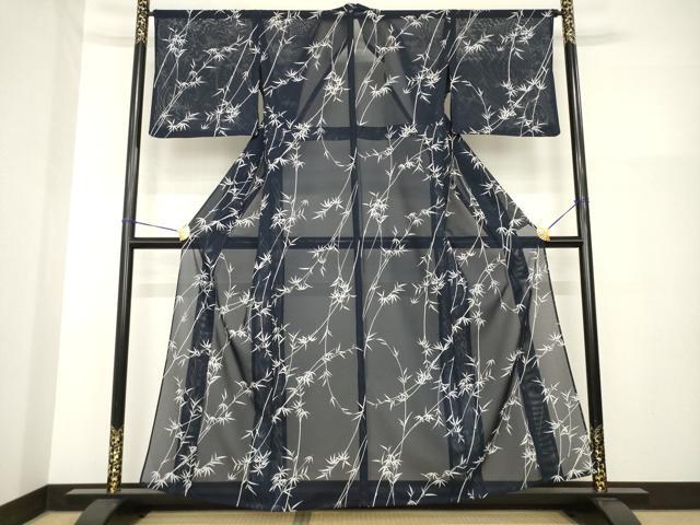平和屋着物*夏物 小紋 絽 笹竹文 洗える着物 AABH2584ck