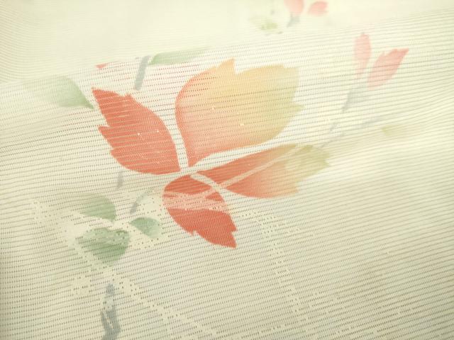平和屋着物*夏物 小紋 絽 枝花文 暈し染め 洗える着物 AABH2589ck