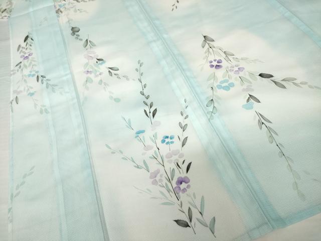 平和屋着物*夏物 小紋 絽 草花文 暈し染め 洗える着物 AABH2590ck