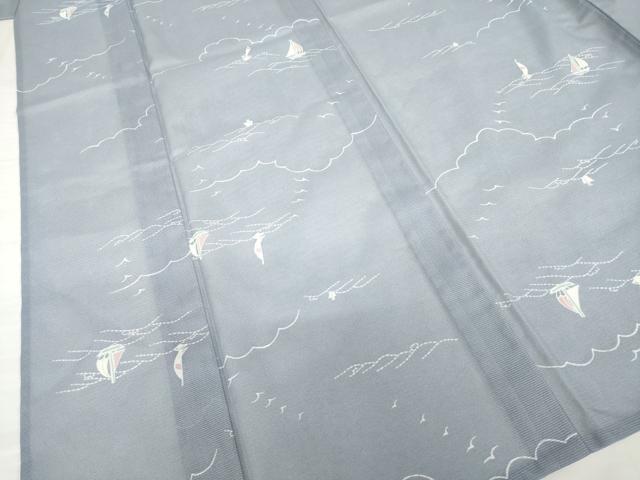 平和屋着物*夏物 小紋 絽 帆掛け船 洗える着物 AABH2592ck