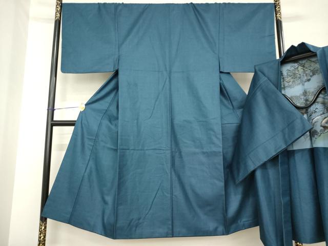 平和屋着物●男性 紬 アンサンブル 亀甲文 正絹 逸品 AABH2600ck