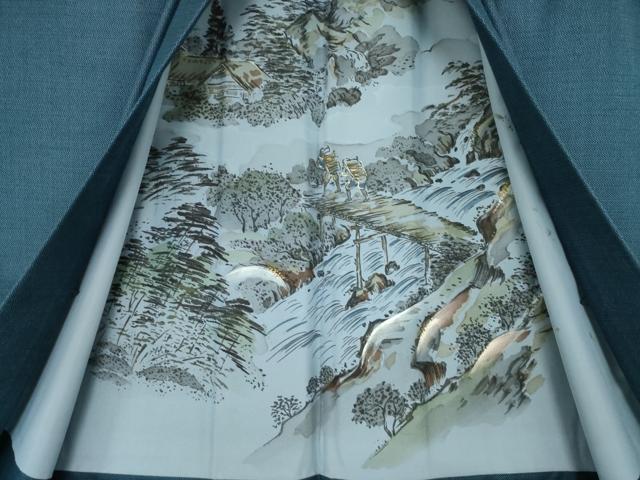 平和屋着物●男性 紬 アンサンブル 亀甲文 正絹 逸品 AABH2600ck