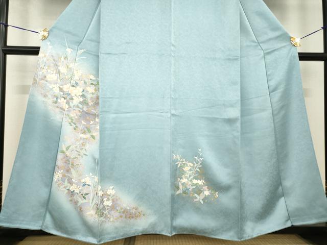 平和屋着物●訪問着 流水花文 暈し染め 金彩 正絹 逸品 AABH2614ck