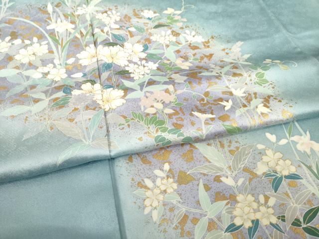 平和屋着物●訪問着 流水花文 暈し染め 金彩 正絹 逸品 AABH2614ck