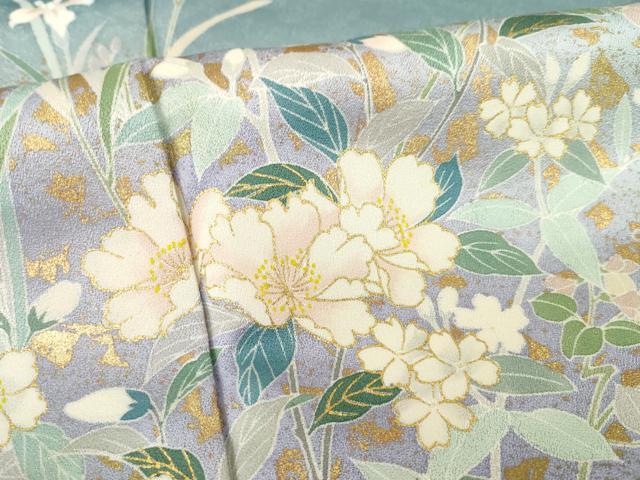 平和屋着物●訪問着 流水花文 暈し染め 金彩 正絹 逸品 AABH2614ck