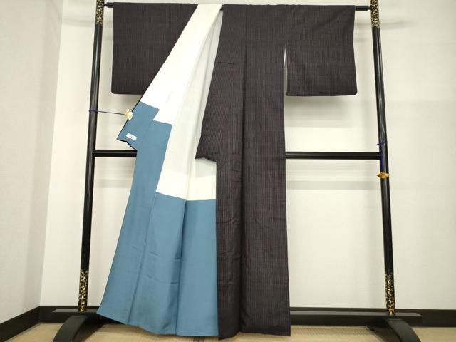 平和屋着物▼上質な紬 縞 やまと誂製 正絹 逸品 AABH2615ck