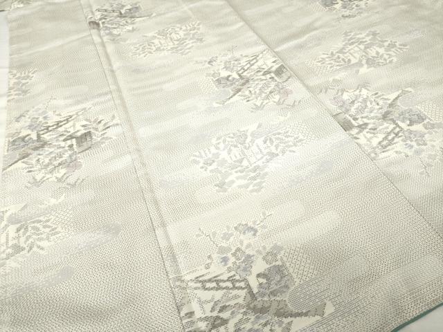 平和屋着物●本場大島紬 白大島 カタス 総絣 風景文 正絹 逸品 AABH2620ck