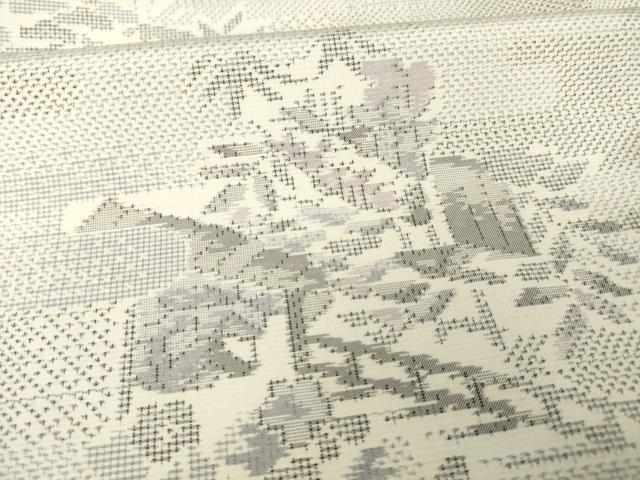 平和屋着物●本場大島紬 白大島 カタス 総絣 風景文 正絹 逸品 AABH2620ck
