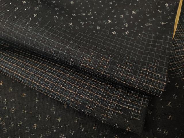 平和屋着物●紬 訪問着 流水文 黒地 正絹 逸品 AABH2621ck