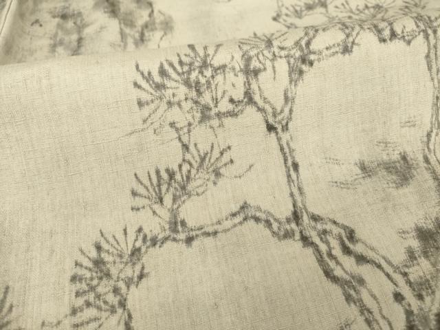 平和屋着物●訪問着 結城紬 手描き 風景文 正絹 逸品 AABH2623ck