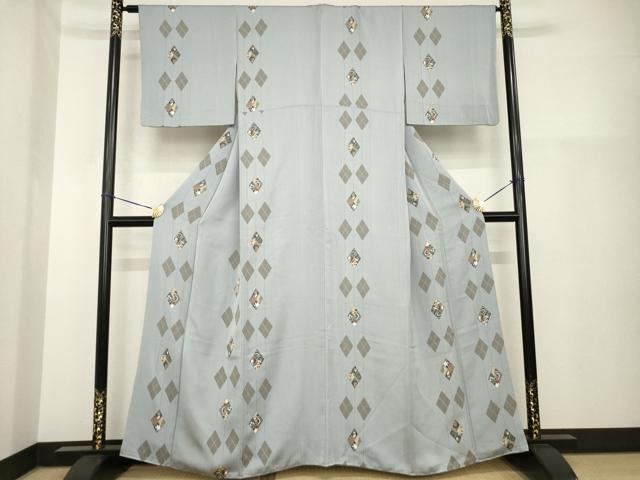 平和屋着物●上質な小紋 菱文 節句 正絹 逸品 AABH2624ck