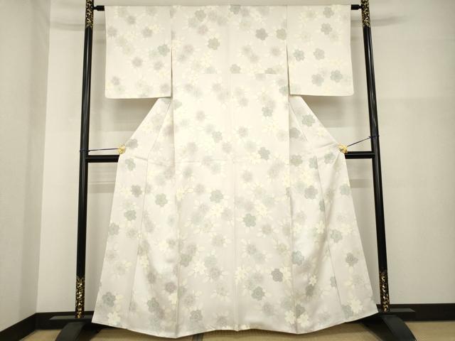 平和屋着物●上質な小紋 舞桜文 反端付き 正絹 逸品 AABH2631ck