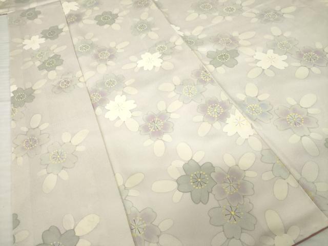 平和屋着物●上質な小紋 舞桜文 反端付き 正絹 逸品 AABH2631ck