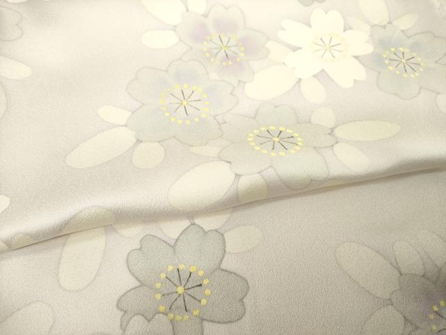 平和屋着物●上質な小紋 舞桜文 反端付き 正絹 逸品 AABH2631ck