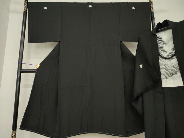 平和屋着物●男性 黒紋付・羽織セット 正絹 逸品 未使用 AABH2636ck