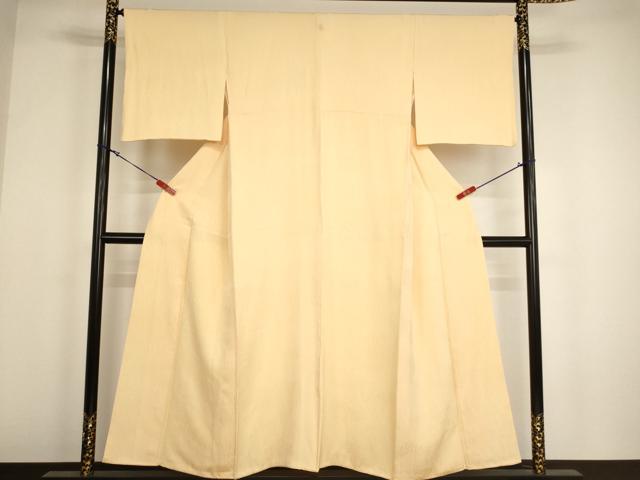 平和屋着物■上質な色無地 雲取り草木地紋 蜂蜜色 正絹 逸品 AABH2663ja