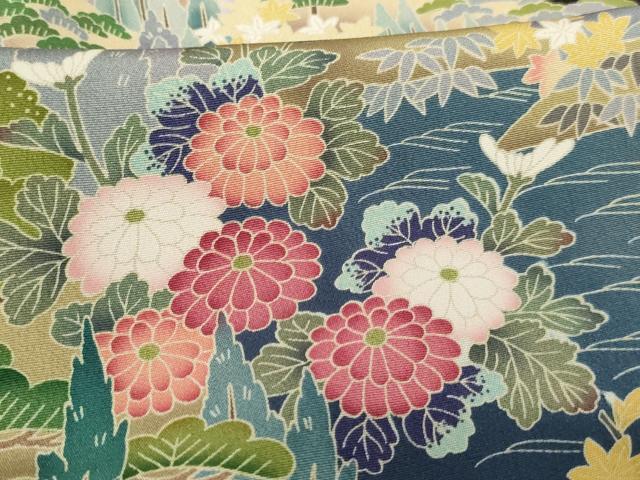 平和屋着物■豪華黒留袖 友禅 風景花文 正絹 逸品 AABH2665ja