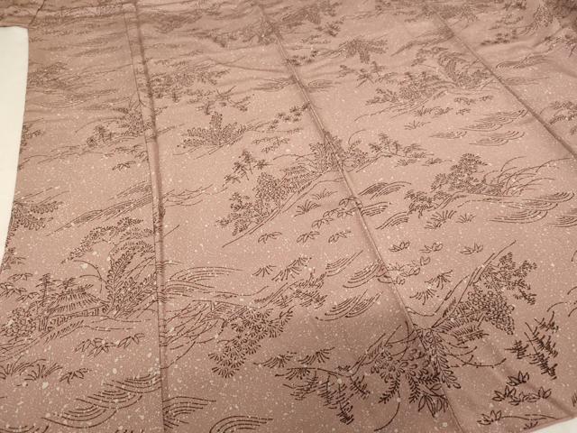 平和屋着物■上質な小紋 風景文 たたき染め 正絹 逸品 AABH2675ja