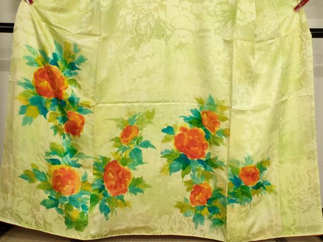 平和屋着物■訪問着 手描き 刺繍 草花文 正絹 逸品 AABH2684ja