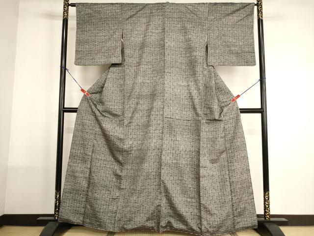 平和屋着物■上質な紬 十字絣 正絹 逸品 未使用 AABH2709ja