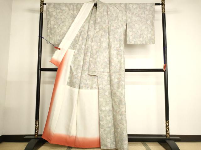 平和屋着物■お召 草木文 胴抜き仕立て 正絹 逸品 AABH2710ja