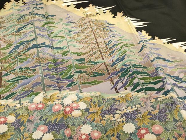 平和屋着物■豪華黒留袖 作家物 風景文 正絹 逸品 AABH2719ja