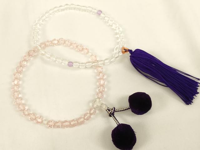 平和屋本店▼数珠・念珠入れ 数珠8点セット 金襴 天然石 水晶 法衣 寺院 仏具 仏教 僧侶 神職 装束 AABH2773ja